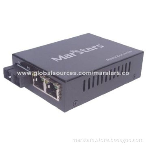 20km SM 10/100M Fiber Media Converter with 2 x UTP, Supports Port Base VLAN